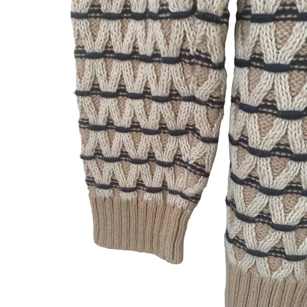 Talbots Textured Stripe Mockneck Sweater. Oyster Multi Pullover Thick Knit